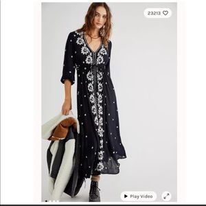 NWT FREE PEOPLE Embroidered Fable Midi Dress